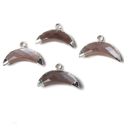 9x20mm Silver Leafed Chocolate Moonstone Cresent Moon Pendant 1 focal bead (ONLINE ORDER ONLY)