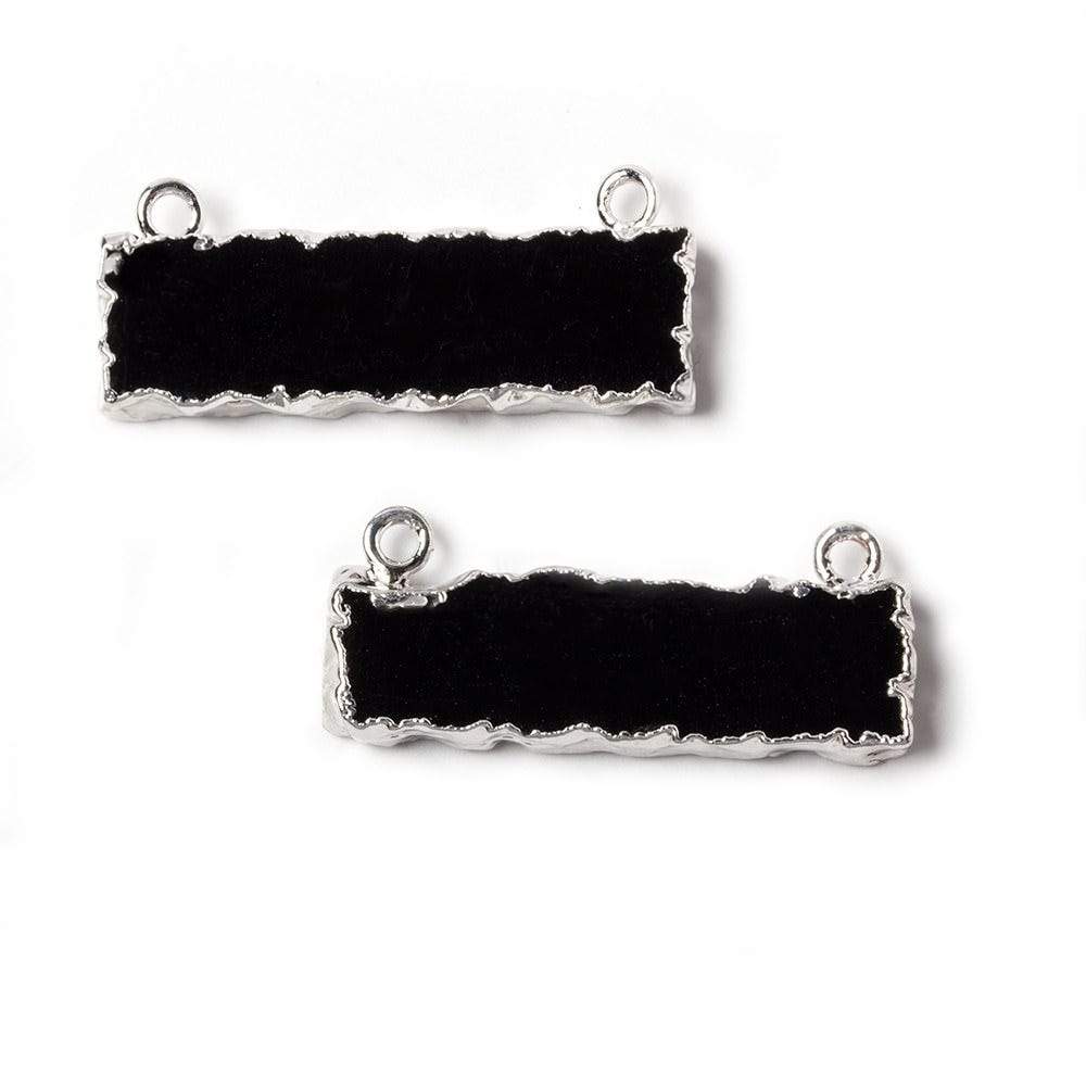 9x29mm Silver Leafed Black Chalcedony Plain Bar Connector 1 piece (ONLINE ORDER ONLY)