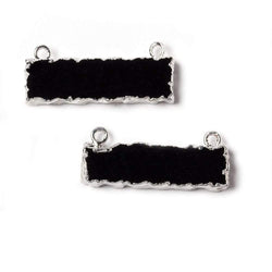 9x29mm Silver Leafed Black Chalcedony Plain Bar Connector 1 piece (ONLINE ORDER ONLY)