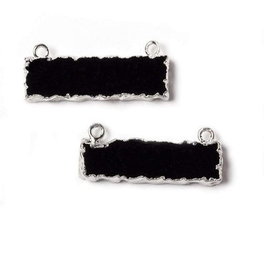 9x29mm Silver Leafed Black Chalcedony Plain Bar Connector 1 piece (ONLINE ORDER ONLY)