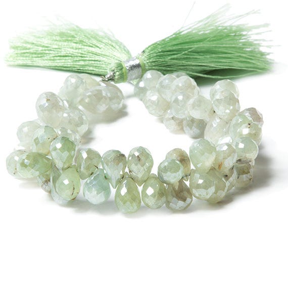 9x5-11x6mm Mystic Prehnite tear drop briolette beads 7.5 inch 67 pieces (ONLINE ORDER ONLY)