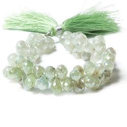 9x5-11x6mm Mystic Prehnite tear drop briolette beads 7.5 inch 67 pieces (ONLINE ORDER ONLY)