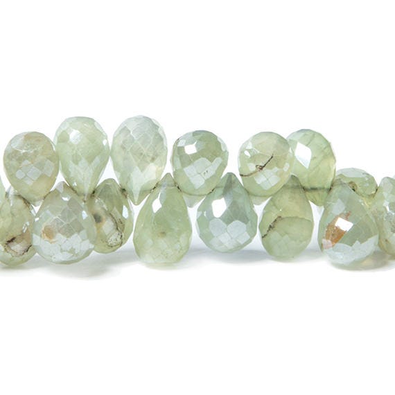 9x5-11x6mm Mystic Prehnite tear drop briolette beads 7.5 inch 67 pieces (ONLINE ORDER ONLY)