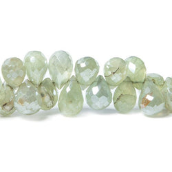 9x5-11x6mm Mystic Prehnite tear drop briolette beads 7.5 inch 67 pieces (ONLINE ORDER ONLY)