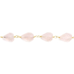9x6-10x7mm Rose Quartz faceted tear drop Gold plated Chain by the foot 20pcs (ONLINE ORDER ONLY)