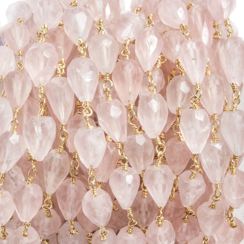 9x6-10x7mm Rose Quartz faceted tear drop Gold plated Chain by the foot 20pcs (ONLINE ORDER ONLY)