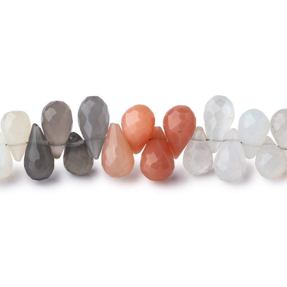 9x6-11x6mm Multi Color Moonstone Faceted Tear Drop Beads 8 inch 59 pieces (ONLINE ORDER ONLY)