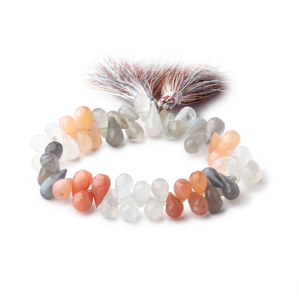 9x6-11x6mm Multi Color Moonstone Faceted Tear Drop Beads 8 inch 59 pieces (ONLINE ORDER ONLY)