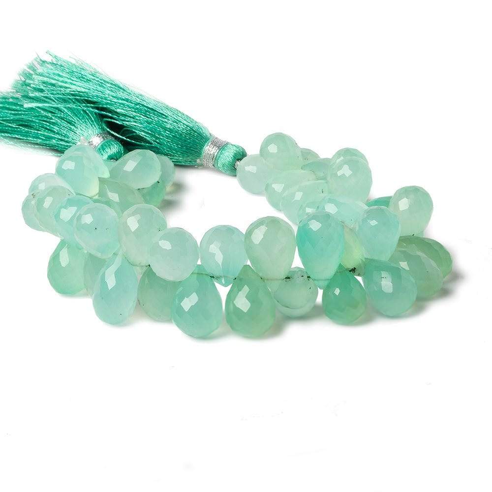 9x6-12x7mm Mint Green Chalcedony faceted tear drop beads 6.5 inch 51 pieces (ONLINE ORDER ONLY)