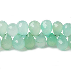 9x6-12x7mm Mint Green Chalcedony faceted tear drop beads 6.5 inch 51 pieces (ONLINE ORDER ONLY)