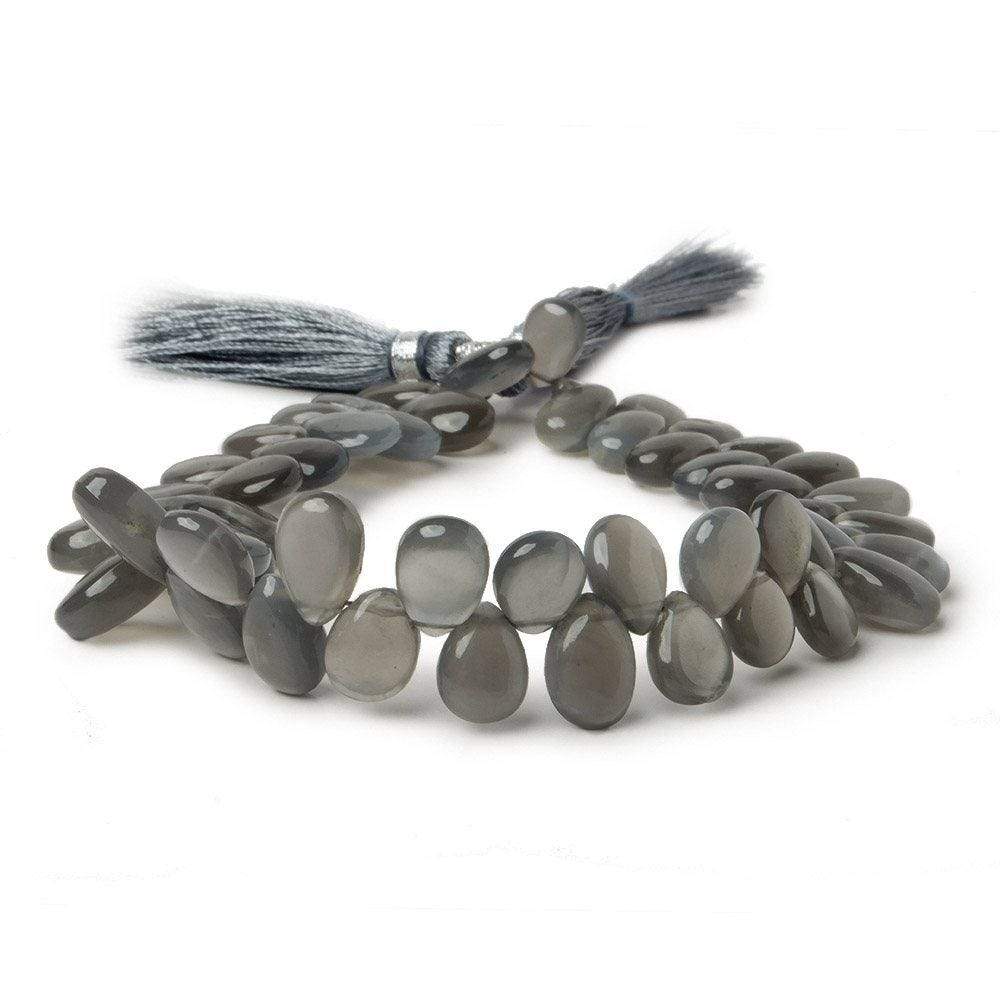 9x6-12x7mm Platinum Grey Moonstone Plain Pear Beads 8 inch 59 pieces (ONLINE ORDER ONLY)