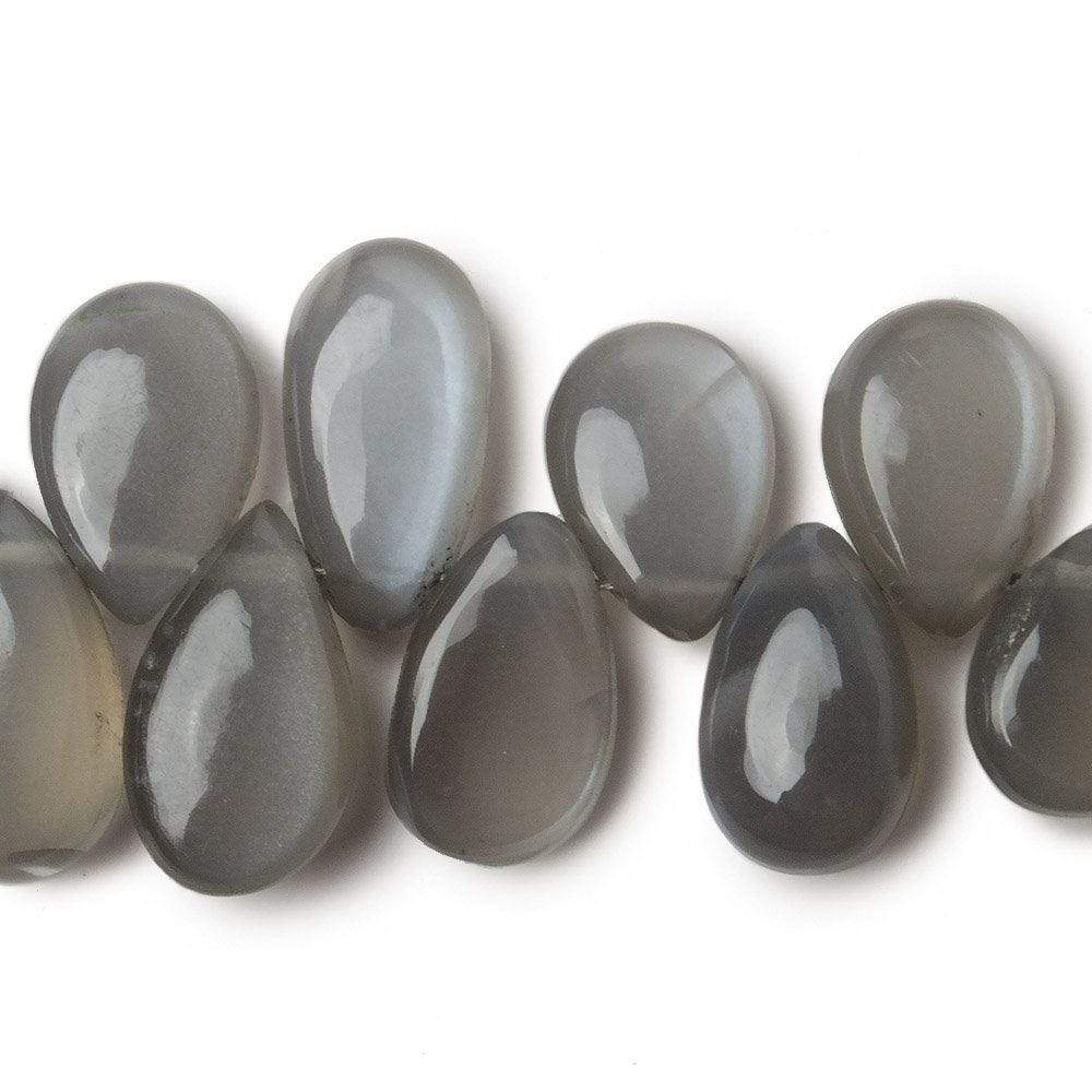 9x6-12x7mm Platinum Grey Moonstone Plain Pear Beads 8 inch 59 pieces (ONLINE ORDER ONLY)