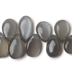 9x6-12x7mm Platinum Grey Moonstone Plain Pear Beads 8 inch 59 pieces (ONLINE ORDER ONLY)