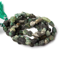 9x6-12x8mm Matte Emerald straight drilled Natural Crystal beads 13 inch 38 beads (ONLINE ORDER ONLY)