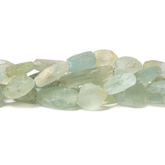 9x6-15x9mm Frosted Aquamarine & Yellow Beryl plain nugget Beads 8 inch 16 pcs (ONLINE ORDER ONLY)