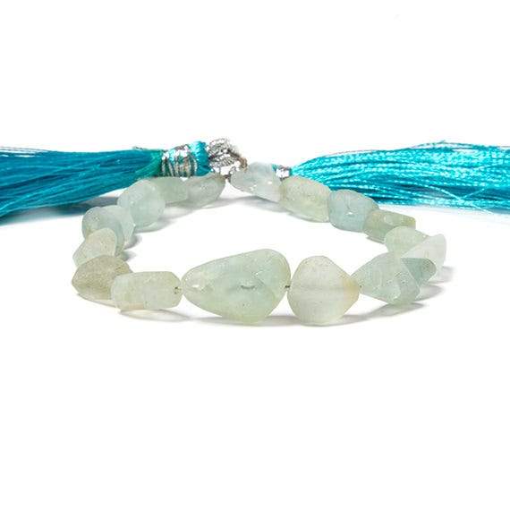 9x6-15x9mm Frosted Aquamarine & Yellow Beryl plain nugget Beads 8 inch 16 pcs (ONLINE ORDER ONLY)