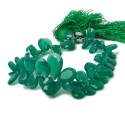 9x6-17x11mm Green Onyx Bezel Faceted Pear Beads 8 inch 66 pieces (ONLINE ORDER ONLY)