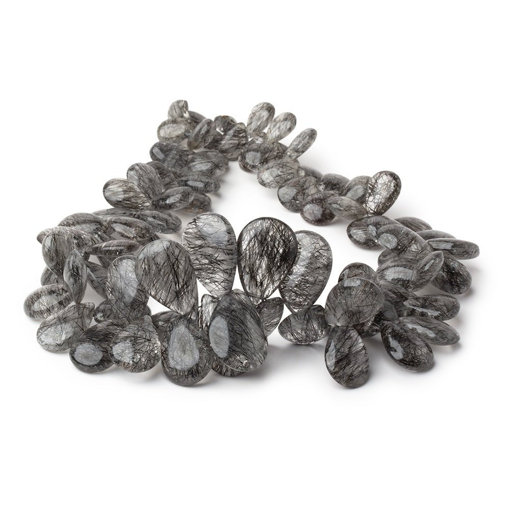 9x6-22x14mm Black Tourmalinated Quartz Plain Pears 12 inch 80 Beads (ONLINE ORDER ONLY)