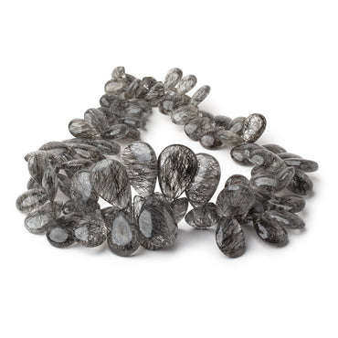 9x6-22x14mm Black Tourmalinated Quartz Plain Pears 12 inch 80 Beads (ONLINE ORDER ONLY)