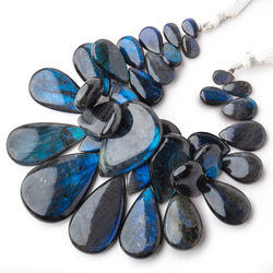 9x6-36x24mm Black Labradorite Plain Pear Beads 7 inch 33 pieces AA (ONLINE ORDER ONLY)