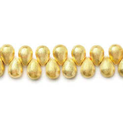 9x6mm 22kt Gold plated Copper Brushed Tear Drop Beads 8 inch 52 pieces (ONLINE ORDER ONLY)