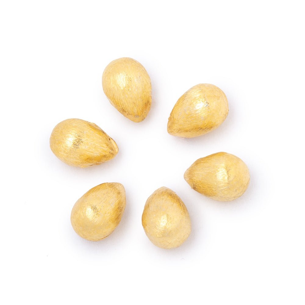 9x6mm 22kt Gold Plated Copper Brushed Tear Drop Set of 6 Beads (ONLINE ORDER ONLY)