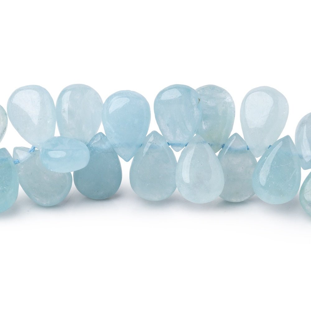 9x6mm Aquamarine Plain Pear Beads 16 inch 130 pieces with a 1mm Hole (ONLINE ORDER ONLY)