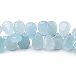 9x6mm Aquamarine Plain Pear Beads 16 inch 130 pieces with a 1mm Hole (ONLINE ORDER ONLY)