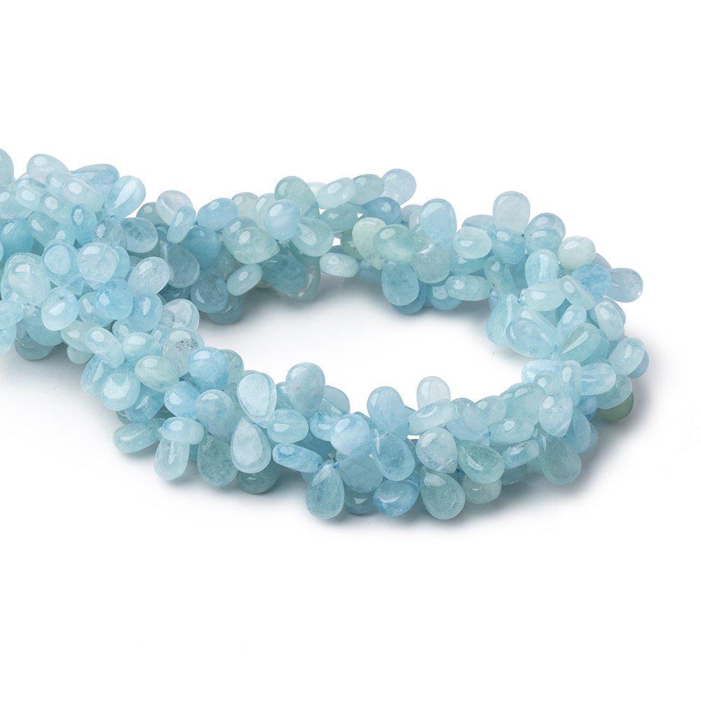 9x6mm Aquamarine Plain Pear Beads 16 inch 130 pieces with a 1mm Hole (ONLINE ORDER ONLY)