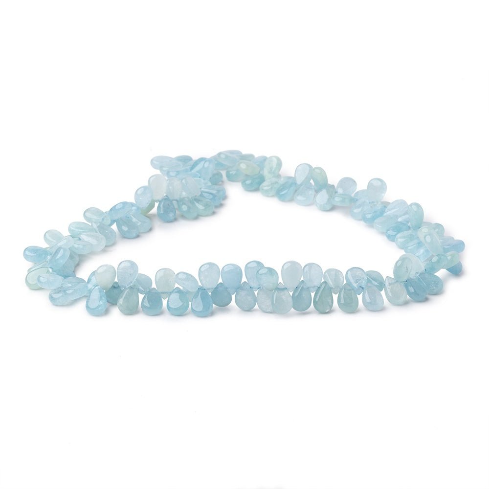 9x6mm Aquamarine Plain Pear Beads 16 inch 130 pieces with a 1mm Hole (ONLINE ORDER ONLY)