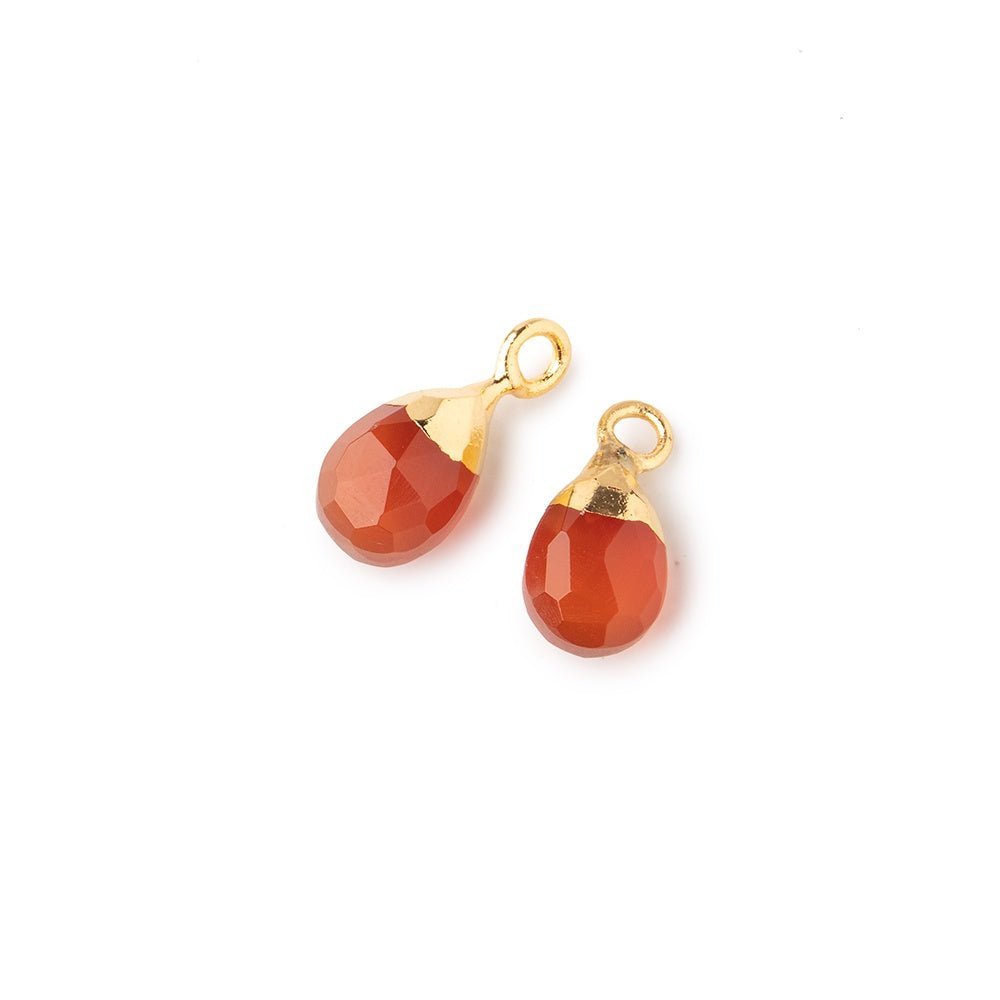 9x6mm Gold Leafed Carnelian Faceted Pear Set of 2 Pendants (ONLINE ORDER ONLY)