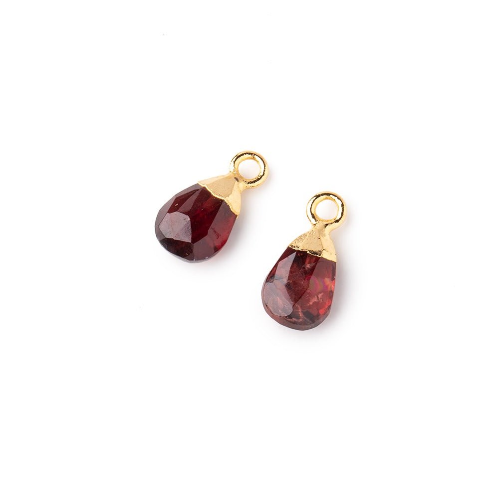 9x6mm Gold Leafed Garnet Faceted Pear Set of 2 Pendants (ONLINE ORDER ONLY)