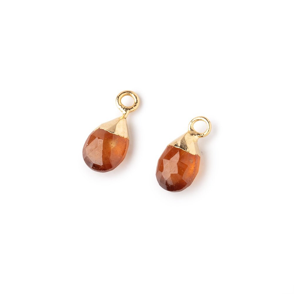9x6mm Gold Leafed Hessonite Garnet Faceted Pear Set of 2 Pendants (ONLINE ORDER ONLY)