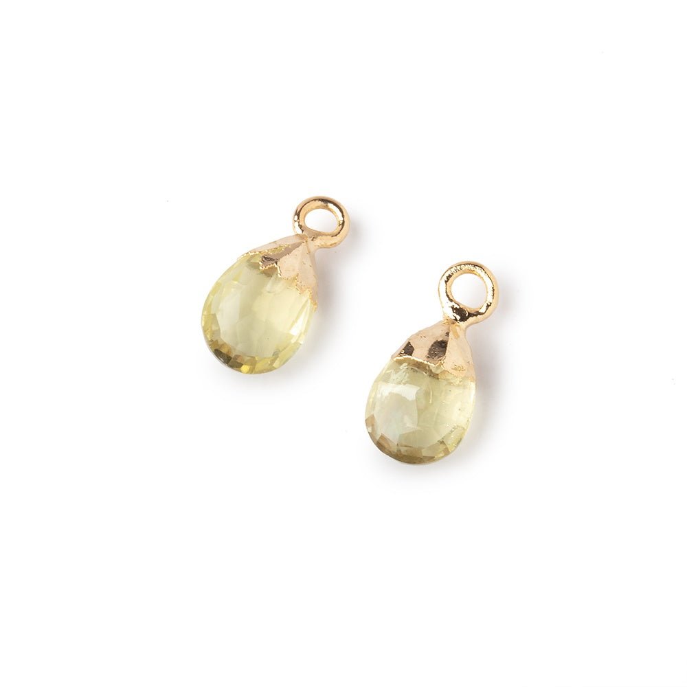 9x6mm Gold Leafed Lemon Quartz Faceted Pear Set of 2 Pendants (ONLINE ORDER ONLY)
