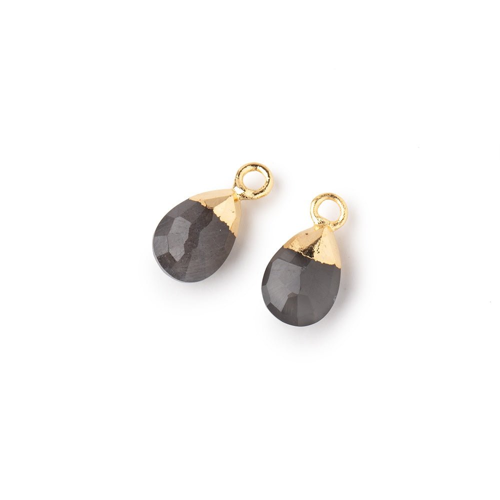 9x6mm Gold Leafed Platinum Moonstone Faceted Pear Set of 2 Pendants (ONLINE ORDER ONLY)