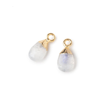 9x6mm Gold Leafed Rainbow Moonstone Faceted Pear Set of 2 Pendants (ONLINE ORDER ONLY)