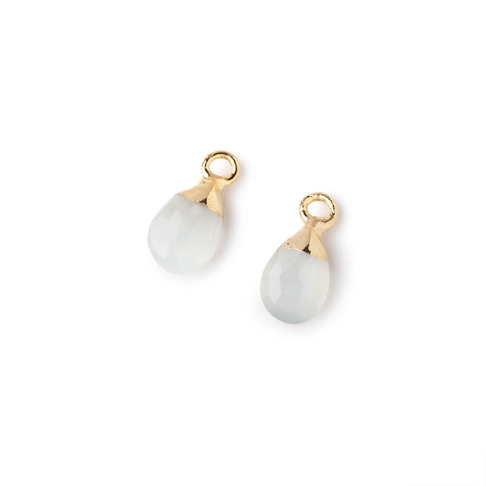 9x6mm Gold Leafed White Moonstone Faceted Pear Set of 2 Pendants (ONLINE ORDER ONLY)