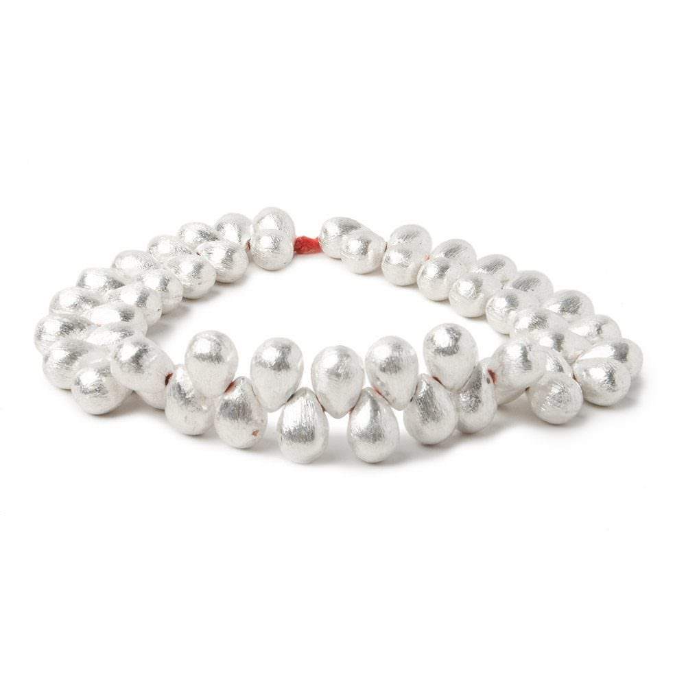 9x6mm Sterling Silver plated Copper Brushed Tear Drop Beads 8 inch 52 pcs (ONLINE ORDER ONLY)