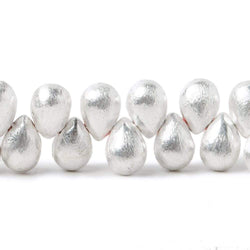 9x6mm Sterling Silver plated Copper Brushed Tear Drop Beads 8 inch 52 pcs (ONLINE ORDER ONLY)
