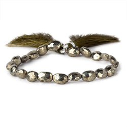 9x7-10x8mm Pyrite Straight Drilled Faceted Ovals 8 inch 21 beads (ONLINE ORDER ONLY)