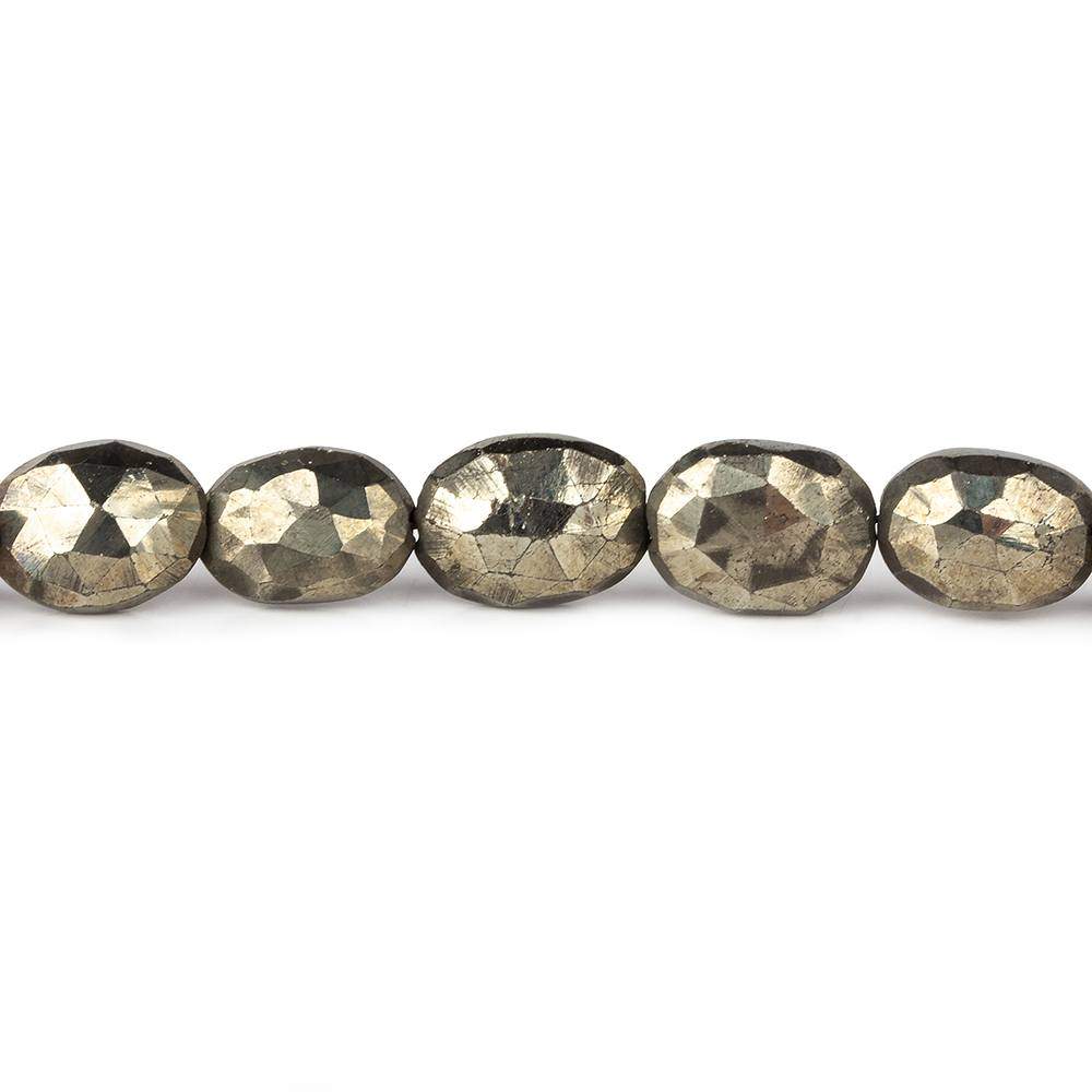 9x7-10x8mm Pyrite Straight Drilled Faceted Ovals 8 inch 21 beads (ONLINE ORDER ONLY)