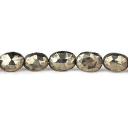 9x7-10x8mm Pyrite Straight Drilled Faceted Ovals 8 inch 21 beads (ONLINE ORDER ONLY)