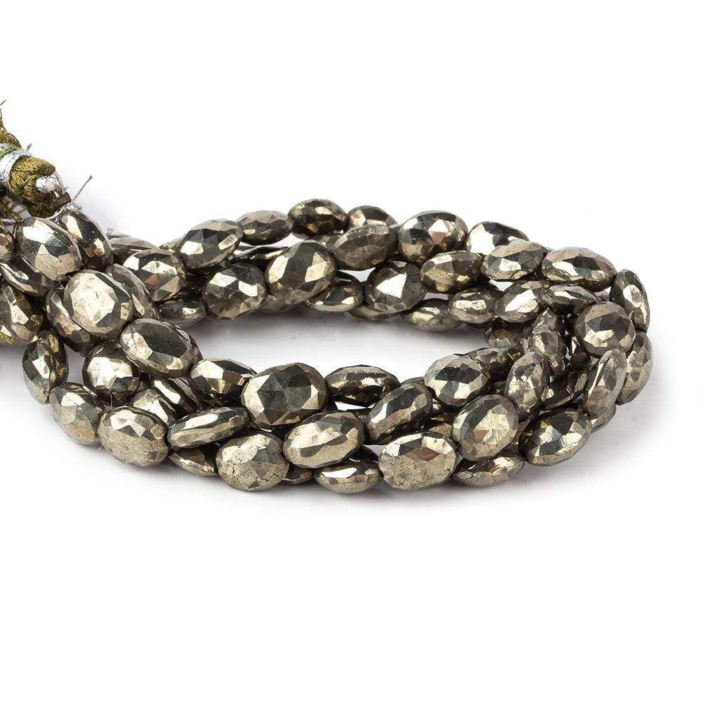 9x7-10x8mm Pyrite Straight Drilled Faceted Ovals 8 inch 21 beads (ONLINE ORDER ONLY)