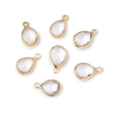 9x7-10x8mm Vermeil Bezel Crystal Quartz faceted pear Pendant 1 focal bead (ONLINE ORDER ONLY)