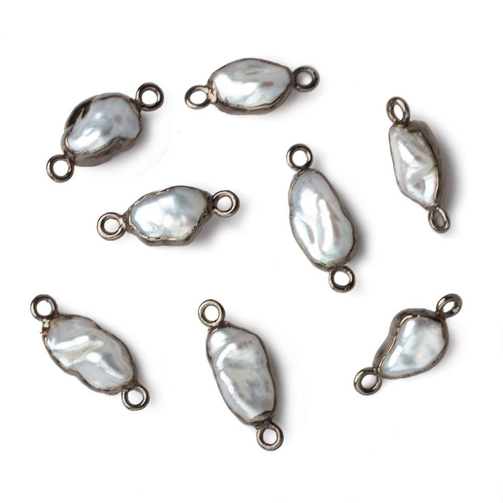 9x7-11x7mm Black Gold Leafed White Keshi Freshwater Pearl connector 1 piece (ONLINE ORDER ONLY)