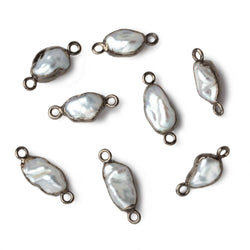 9x7-11x7mm Black Gold Leafed White Keshi Freshwater Pearl connector 1 piece (ONLINE ORDER ONLY)