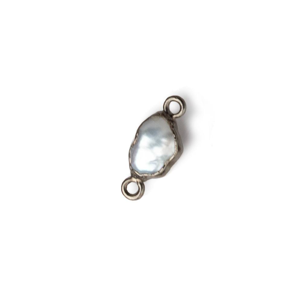 9x7-11x7mm Black Gold Leafed White Keshi Freshwater Pearl connector 1 piece (ONLINE ORDER ONLY)