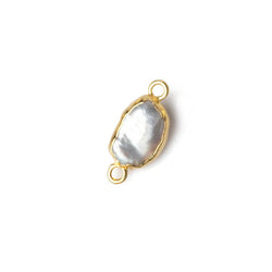 9x7-11x7mm Gold Leafed White Keshi Freshwater Pearl connector 1 piece (ONLINE ORDER ONLY)