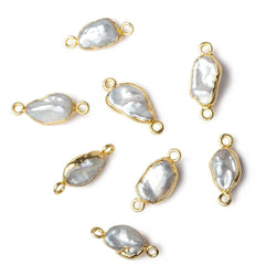 9x7-11x7mm Gold Leafed White Keshi Freshwater Pearl connector 1 piece (ONLINE ORDER ONLY)
