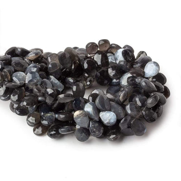 9x7-11x7mm Platinum Grey Moonstone faceted pears 8 inch 49 beads (ONLINE ORDER ONLY)